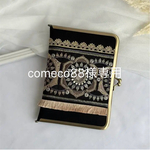 comeco88様専用　母子手帳ケース (Mサイズ用) コンパクト がま口 インド刺繍リボン　ブラック