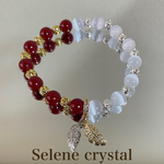 シナバー　セレナイト　バイカラー　ブレスレット　紅白天然石ブレスレット　Selene crystal