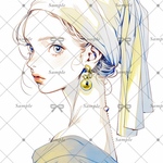 【C97】teatea.オリジナル 人物ステッカー 真珠の耳飾りの少女風
