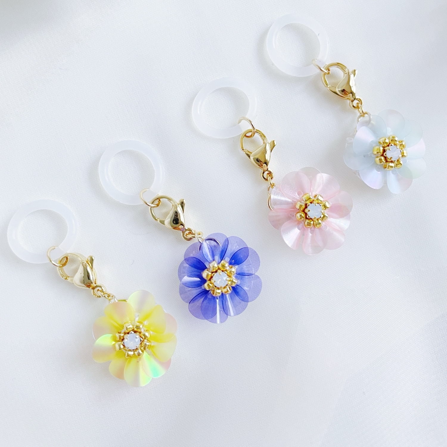お花のアンブレラマーカー　チャーム アンブレラマーカー 小さなお花の目印 ピンク パープル 水色 オレンジ