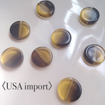〈USA import〉オリーブグリーン×ブラック アクリル フラットラウンド ビーズ （4個 ）