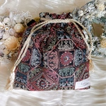 インド刺繍生地　巾着ポーチ