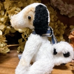 ぬいぐるみ　くるりんしっぽの犬　わんこ　くろぶちのくるりんしっぽ