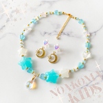 ❤️SALE❤️ little princess＊ sparkle girls - blue キッズイヤリング + キッズ ネックレス セット 女の子 プレゼント 子供 誕生日 月 星 クリスマス
