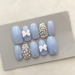 【即日発送】※フリーサイズ　ニュアンスネイルチップ　成人式ネイルチップ　成人式　成人式ネイル　ネイルチップ　ショートオーバル　ウェディングネイル　結婚式ネイル　