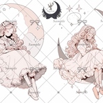 【C366】teatea.オリジナル 人物ステッカー 月の子