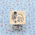 お花がいっぱい＊花束と女の子はんこ