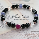 №20117【勝利と情熱を象徴する石】【１点物】（ ルビー 、 タンザナイト 、 モリオン ） 天然石 ブレスレット