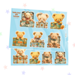 コラージュシート　Teddy bear and Suitcase