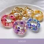 7色展開♡お花のリース【名入れ・言葉入れ】さくら/チェリー/レッド/ラベンダー/ブルー/グリーン/イエロー/チャーム♡キーホルダー♡キーリング⚫︎ラウンド⚫︎