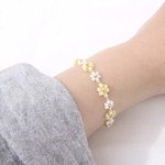 ビーズブレスレット　《　黄色いお花　》　マグネット金具　ペアアクセサリー　フラワー　バングル
