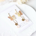再販　蝶々のお花ロングピアス/イヤリング