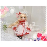 (レッド)レッドチェリーワンピース　【オビツ11 / ob11 / あまむす / お洋服　/ ドール服/ ハンドメイド/ 服/ オビツ11服 / シュガーカップス】