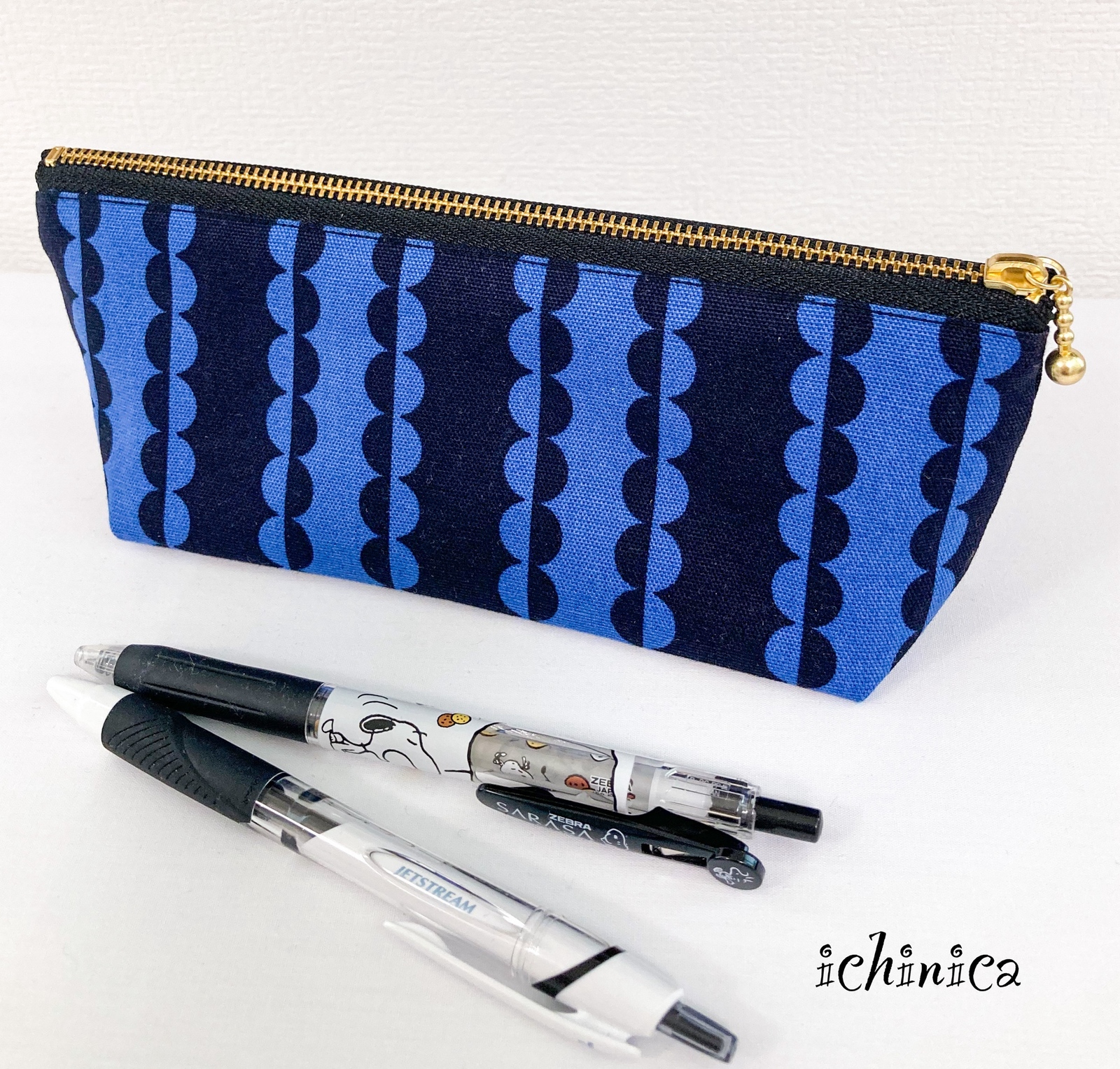 ☆219☆文房具柄〈白〉ペンケース☆ハンドメイド