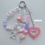 💓✨じゃらじゃらチャーム　ストラップ　キーリング　アクセサリー　シルバーアクセサリー　ビーズストラップ　ガラスビーズ　韓国アクセサリー　韓国ビーズ　パール　バッグチャーム