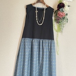 ラズベリー柄💠切替ノースリーブワンピース