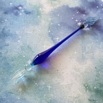 宇宙の羽根のガラスペン 紺＊L