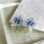 【再販】雨上がりの紫陽花ピアス/イヤリング　ドロップビーズ