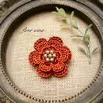 irish crochet  フランクなお花モチーフのブローチ  dark  red 〈colors〉