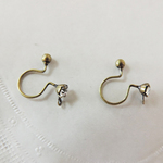 ビジュー付きクリップ　ピアス金具　金古美／2セット