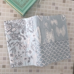 □ 空色ブックカバー　sky flower mermaid celebrate セレブレイト　ミナペルホネン の 刺繍生地　文庫本　A6