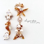 🍯🧜‍♀️ Amber the sea ✵ 琥珀の海のマーメイド ピアス ・ イヤリング    アシンメトリー  はちみつ風  金箔入り