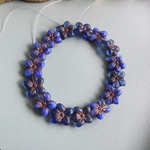 【1連15コセット】JIRI＊IVANA#czech beads#チェコビーズ　flower14✖️13㍉　cobalt 濃淡mixassort/copper