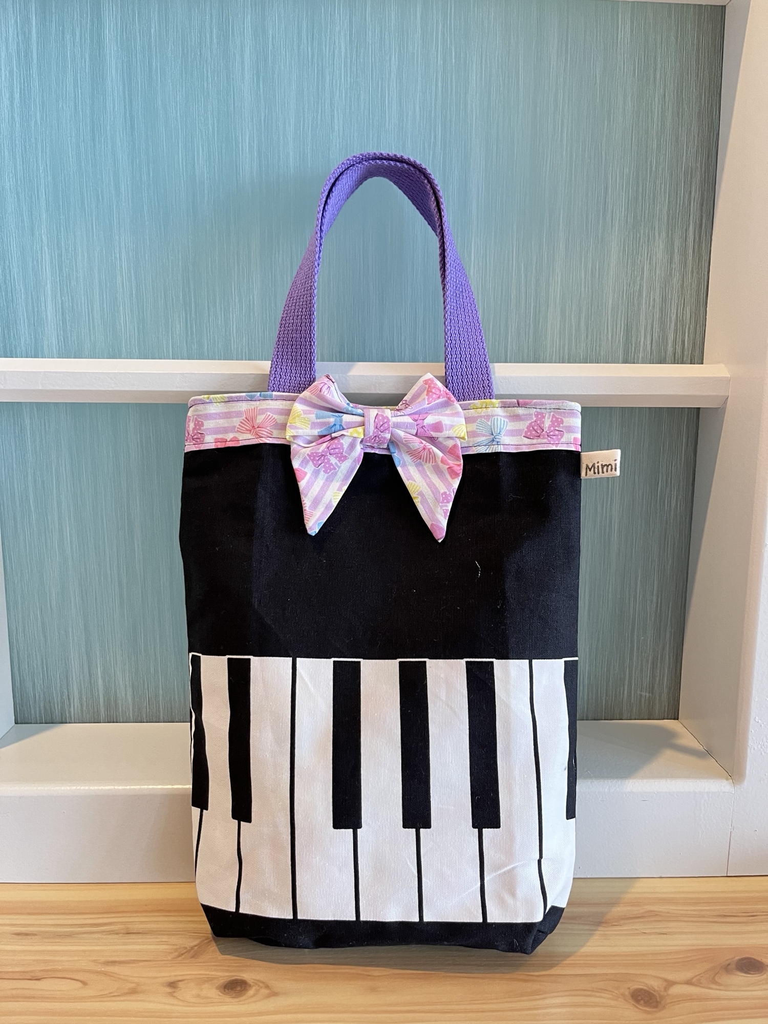 ルト！リボン刺繍ネイビーフリルレッスンバッグ+上履き袋　ハンドメイド おしゃれなレッスンバッグ - panpantutu公式通販 – パンパン