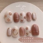 くすみイエローのお花ネイル