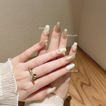 ネイルチップ  ジェルネイル  パール アイボリー つけ爪 ブライダル　花　大人ネイル