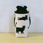 新作［完成品］猫柄がかわいい♪洗える♪保冷ペットボトルカバー（気ままな黒猫キナリ）