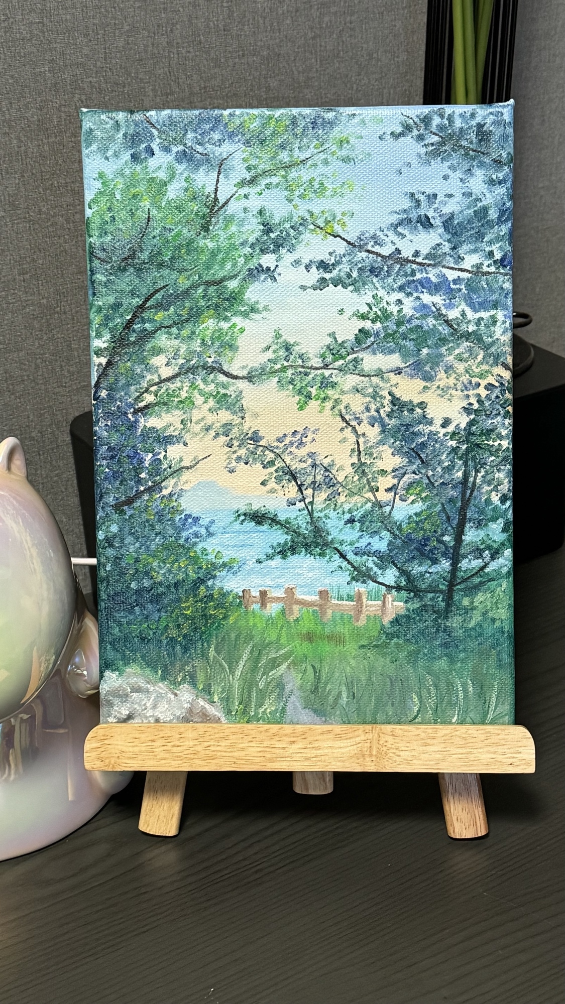 林間の海」 手描き 油絵 風景画 原画 - 詩落 | minne byGMOペパボ 国内