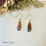 ポリクロームジャスパー ピアス イヤリング サージカルステンレス 雫 ドロップ ペアシェイプ