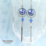 春夏◆鮮やかブルーパールのフープバーピアス（イヤリング）