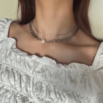 ネックレス重ね付けSET ＊  チェーンネックレス　ステンレスネックレス　バロックパール　ゴールドネックレス　チェーンネックレス　重ね付けネックレス　淡水パールネックレス　錆びにくいネックレス