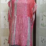 模紗織り織りの裂き織りポンチョ