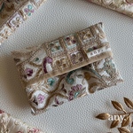 new✨インド刺繍生地  大人ティッシュケース beigepurple②