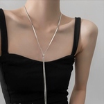 ★CICI★ ステンレス　2way スライド式　ロングネックレス スネークチェーン　付けっぱなし　重ね付け　シルバー