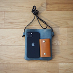 国産牛革 ミニショルダー スマホポシェット ブルー