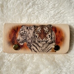 かっこいい二頭のトラ　国産本革製キーケース