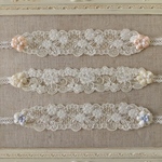 ドール用染め花付きレースのヘッドドレス(L)