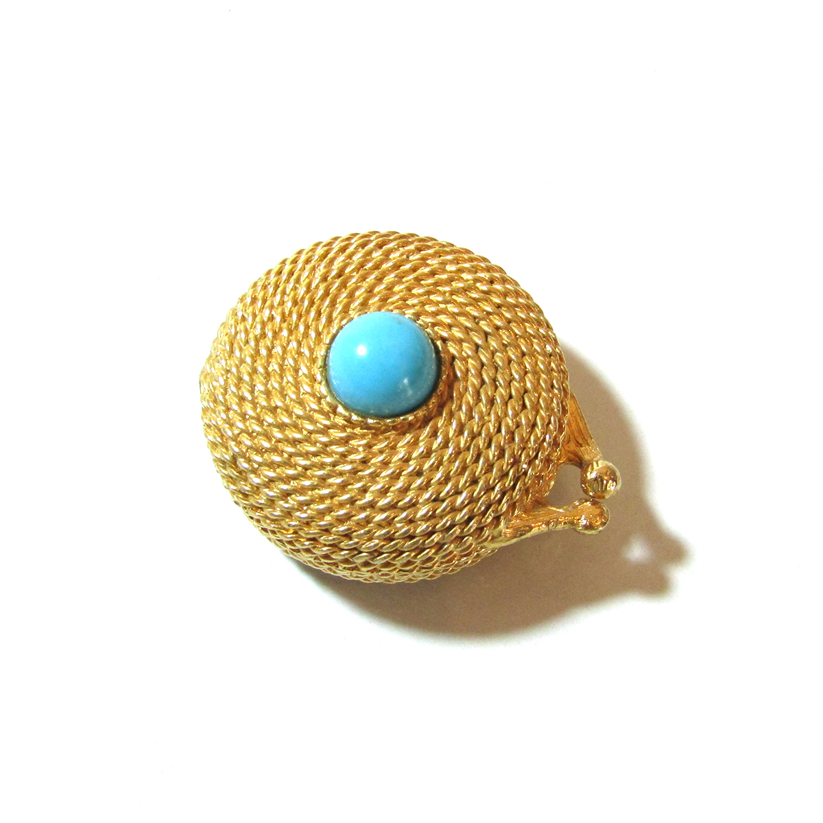 60s 「Estee Lauder」 Vintage Gold Coiled Rope Turquoise Parts Solid Perfume