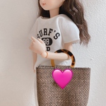 限定2個！リカちゃん 用 バッグ【べっ甲風持ち手 合皮バッグ】