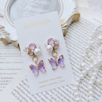 可愛いラベンダービジュー　揺れる蝶🦋　イヤリング蝶々イヤリング/フラワーイヤリング/フラワー/花/蝶々/入園式/入学式/フォーマル/ブライダル/ウェディングイヤリング/ブライダルイヤリング