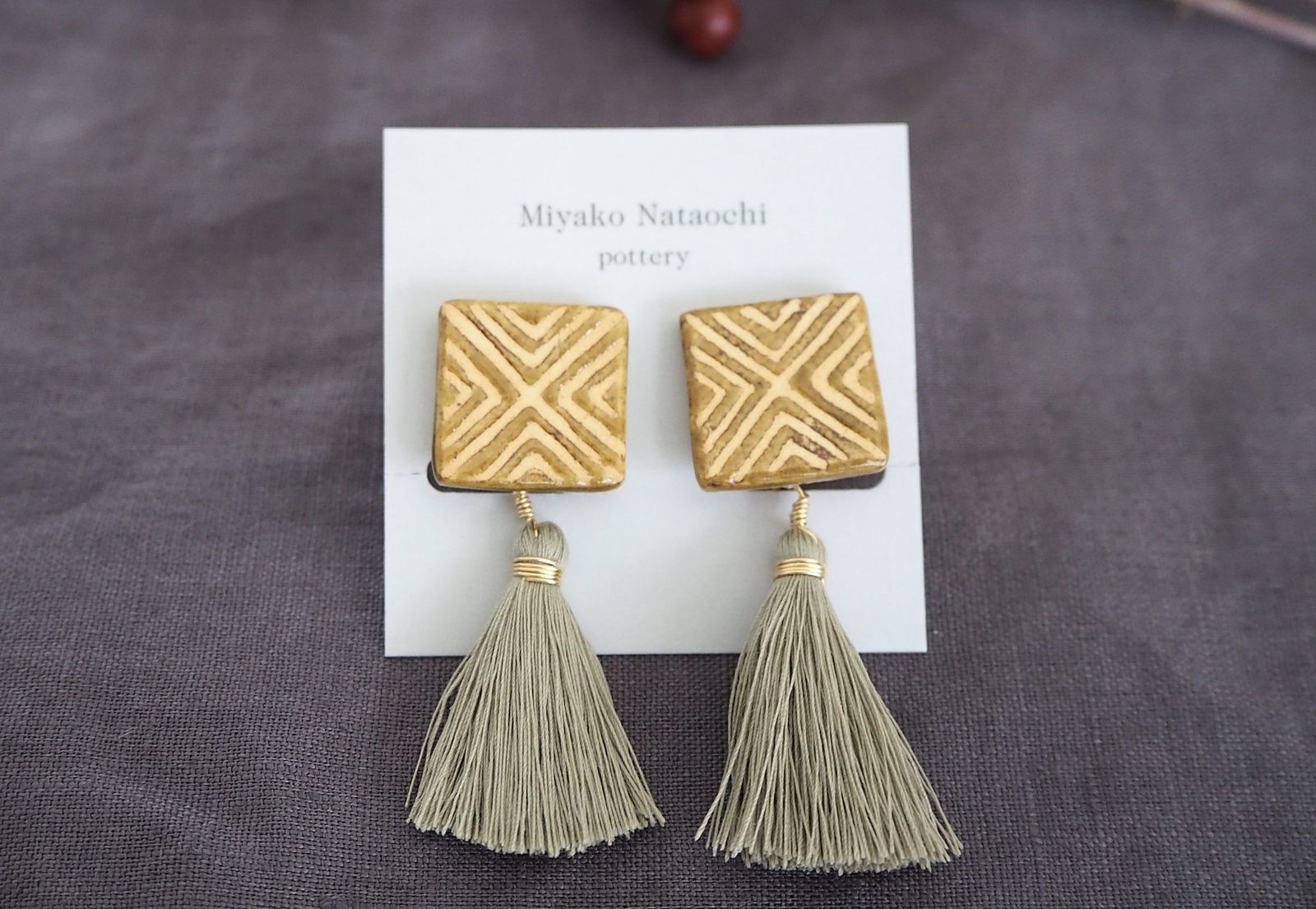 陶器とタッセルのイヤリング『pattern1』