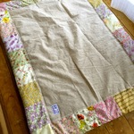 【送料無料】75cm×100cm　リバティのパッチワークとコットンリネンのふわふわマット9　lelu009