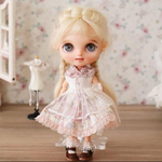 ポップマートブライス outfit かぎ編みつけ襟 花柄ワンピースset ʙ