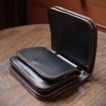 レザークラフト　茶芯黒の馬革　ハーフサイズ　財布