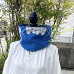 481 古布　リメイク　スヌード　藍染　藍染め　臈纈染め　バティック　更紗　ナチュラル