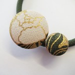 🐇和のヘアアクセサリー 京友禅 白牡丹 No.93 吉祥紋 正絹 丹後ちりめん 髪飾り ヘアゴム silk100%